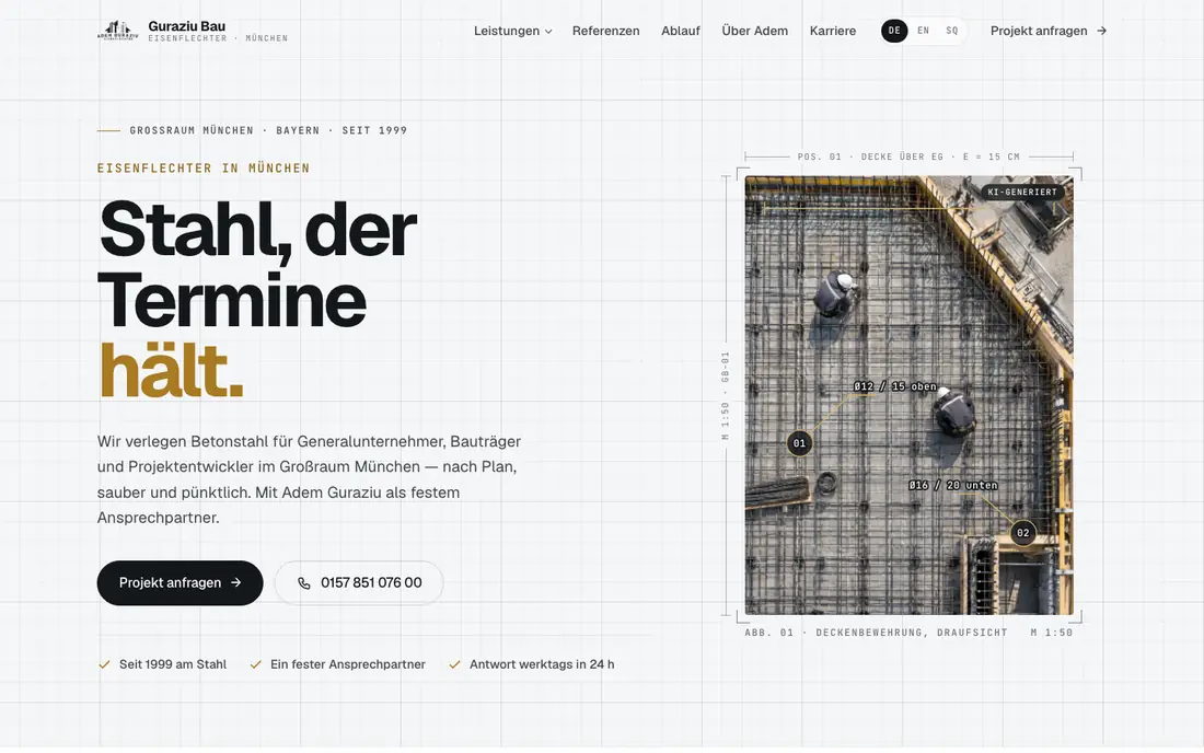 Screenshot der Website guraziu-bau.de